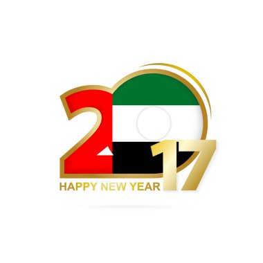 Birleşik Arap Emirlikleri bayrağı desenli yıl 2017. Mutlu yeni yıl tasarım.
