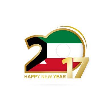 Kuveyt bayrağı desenli yıl 2017. Mutlu yeni yıl tasarım.