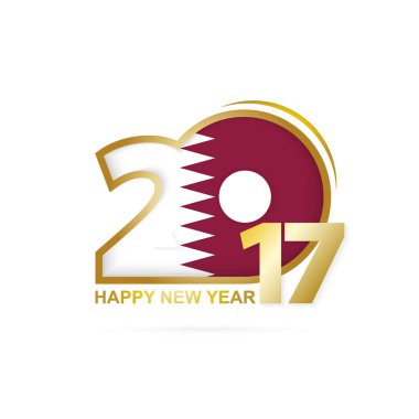 Yıl 2017 Katar bayrak desenli. Mutlu yeni yıl tasarım.