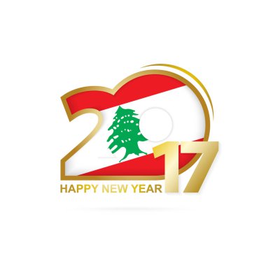 Yıl 2017 Lübnan bayrak desenli. Mutlu yeni yıl tasarım.
