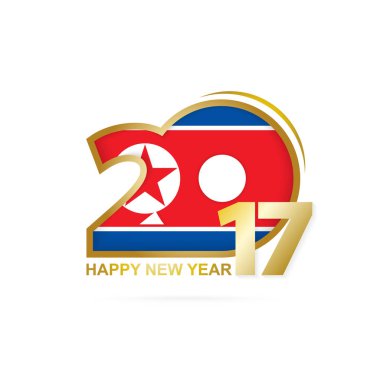 Kuzey Kore bayrağı desenli yıl 2017. Mutlu yeni yıl tasarım.