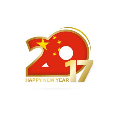 Yıl 2017 Çin bayrak desenli. Mutlu yeni yıl tasarım.