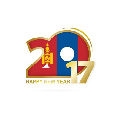 Yıl 2017 Moğolistan bayrak desenli. Mutlu yeni yıl tasarım.