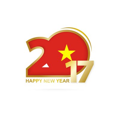Yıl 2017 Vietnam bayrak desenli. Mutlu yeni yıl tasarım.