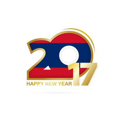Laos bayrağı desenli yıl 2017. Mutlu yeni yıl tasarım.