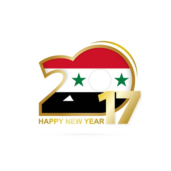 Jahr 2017 mit syrischem Fahnenmuster. frohes neues Jahr. — Stockvektor