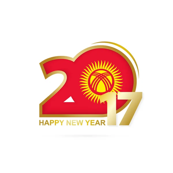 Année 2017 avec le motif du drapeau kirghize. Bonne année Design . — Image vectorielle