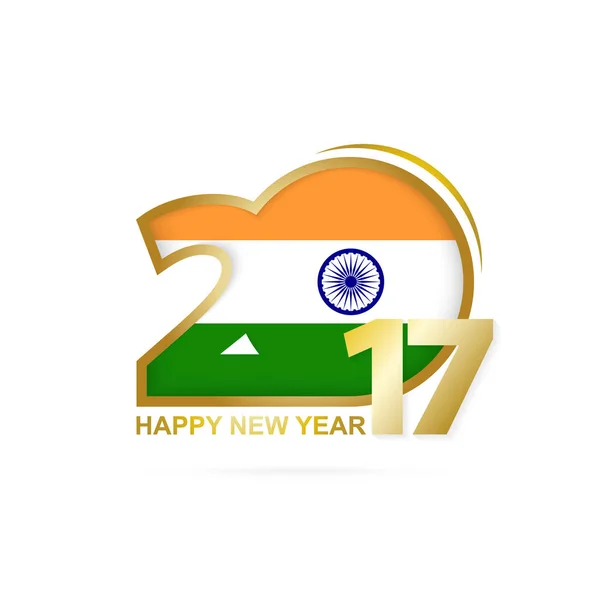 Année 2017 avec le modèle de drapeau de l'Inde. Bonne année Design . — Image vectorielle