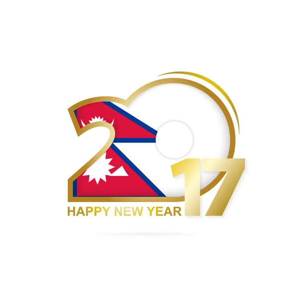 Année 2017 avec motif drapeau du Népal. Bonne année Design . — Image vectorielle