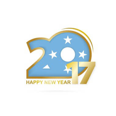 Yıl 2017 Vanuatu bayrak desenli. Mutlu yeni yıl tasarım beyaz arka plan üzerinde. 