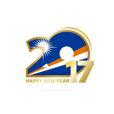 Yıl 2017 Vanuatu bayrak desenli. Mutlu yeni yıl tasarım beyaz arka plan üzerinde. 
