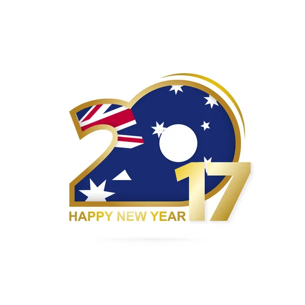Année 2017 avec le motif du drapeau Vanuatu. Happy New Year Design sur fond blanc . — Image vectorielle