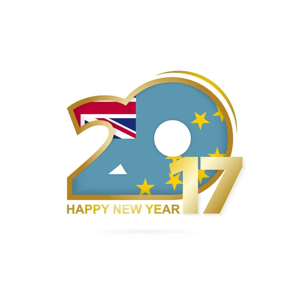 Έτος 2017 με μοτίβο σημαία του Βανουάτου. Ευτυχισμένο το νέο έτος σχεδίαση σε λευκό φόντο. — Διανυσματικό Αρχείο