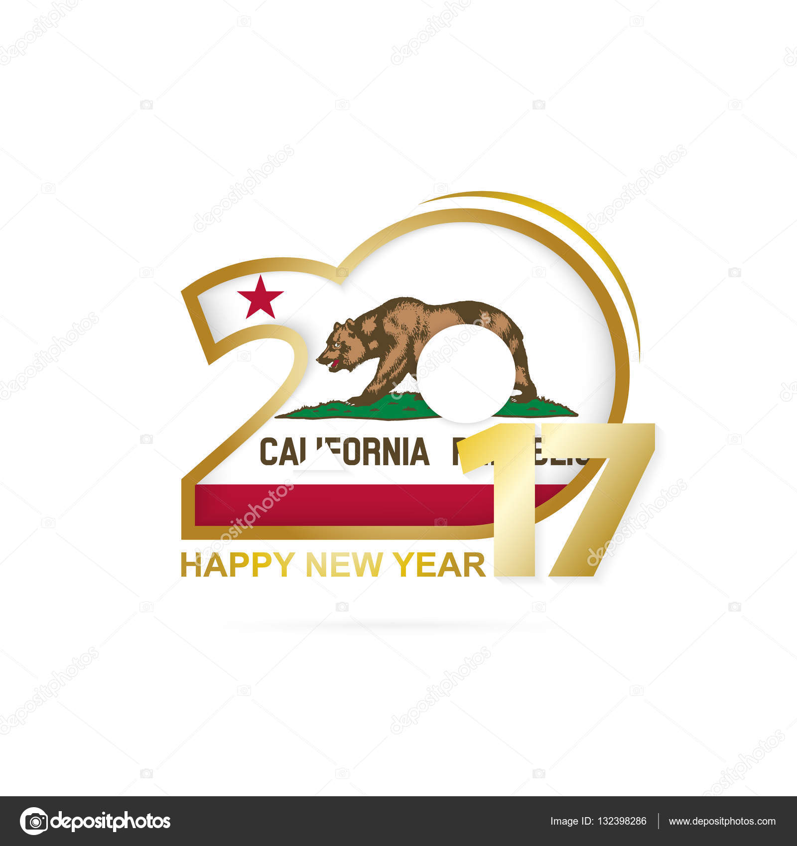 Year 2017 With California State Flag Pattern Stock Vector Year 2017 With California State Flag Pattern Stock Vector
