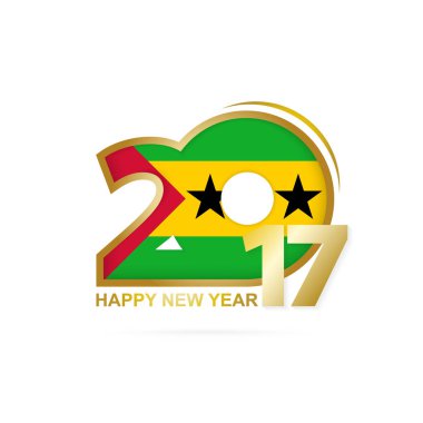 Yıl 2017 Sao Tome ve Principe bayrak desenli. 