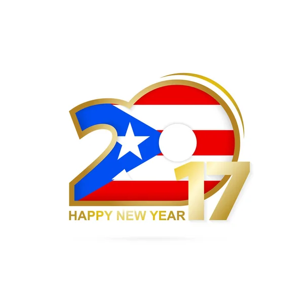 Ano 2017 com padrão de bandeira de Porto Rico . —  Vetores de Stock