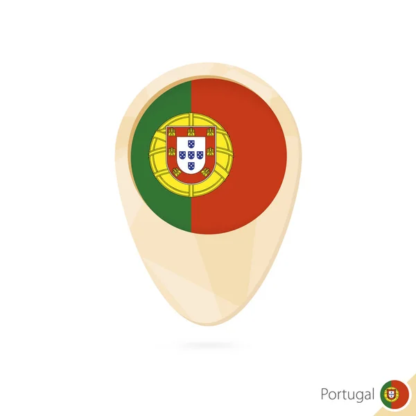 Указатель карты с флагом Португалии. Оранжевая иконка . — стоковый вектор