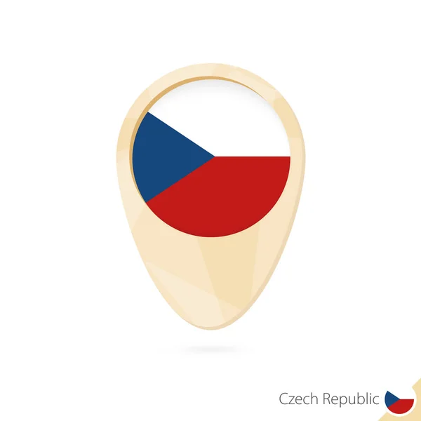Puntero de mapa con bandera de República Checa. Icono de mapa abstracto naranja . — Vector de stock