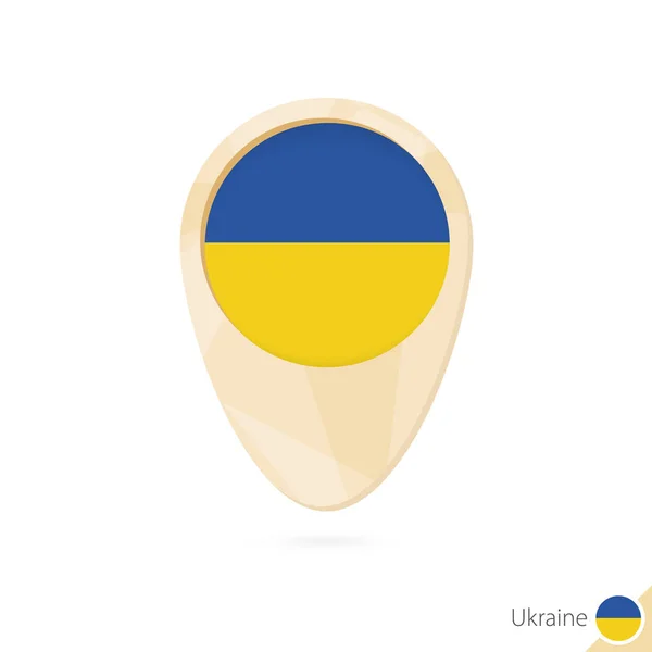 Mapa ukazatel s vlajkou Ukrajiny. Ikonu oranžové abstraktní mapy. — Stockový vektor