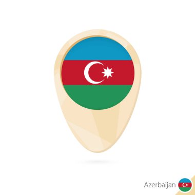 Azerbaycan bayrağı ile harita işaretçi. Turuncu soyut harita simgesi.