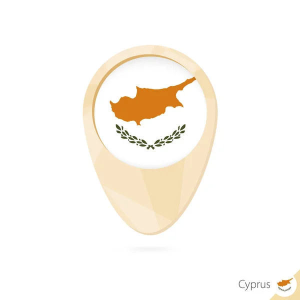 Χάρτης δείκτη με σημαία της Κύπρου. Εικονίδιο πορτοκαλί αφηρημένη χάρτη. — Διανυσματικό Αρχείο