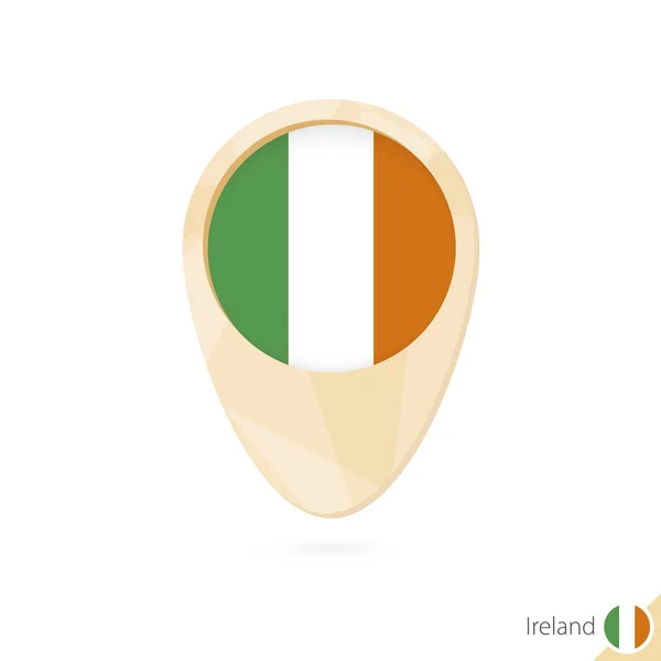 Kartpekaren med irländsk flagg. Orange abstrakt Kartikon. — Stock vektor
