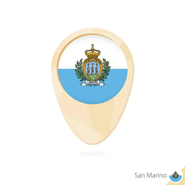 Mappa puntatore con bandiera di San Marino. Mappa astratta arancione icona . — Vettoriale Stock