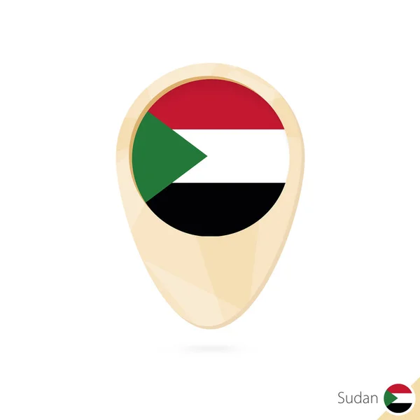 Harita göstergesi Sudan bayrağı ile. Turuncu soyut harita simgesi. — Stok Vektör
