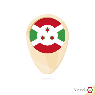 Harita göstergesi Burundi bayrağı ile. Turuncu soyut harita simgesi.