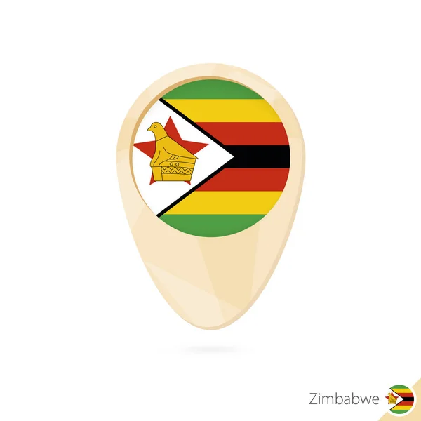 Ponteiro do mapa com bandeira do Zimbabué. ícone mapa abstrato laranja . —  Vetores de Stock