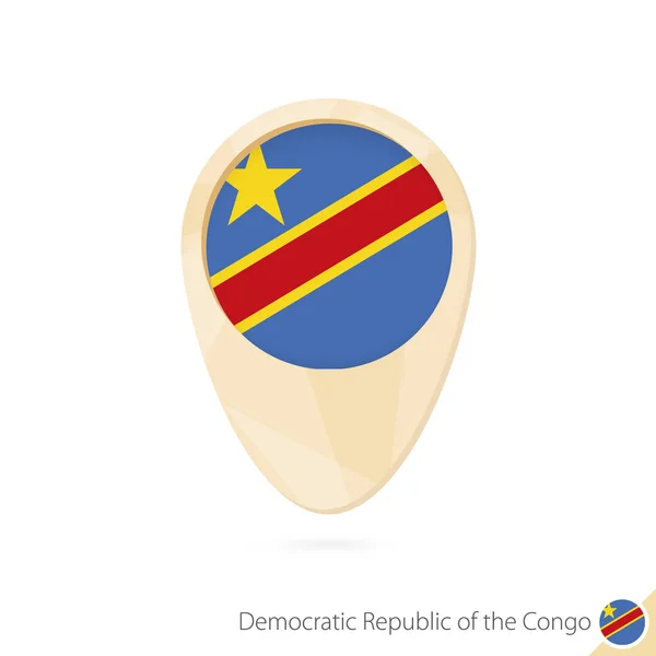 Ponteiro do mapa com bandeira da República Democrática do Congo. ícone mapa abstrato laranja . —  Vetores de Stock