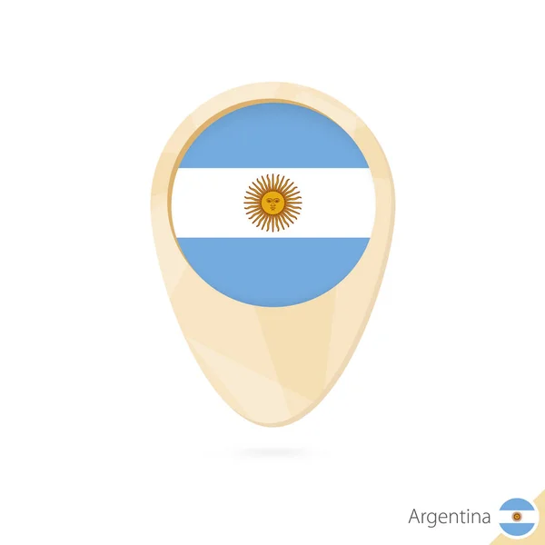Puntero de mapa con bandera de Argentina. Icono de mapa abstracto naranja . — Archivo Imágenes Vectoriales
