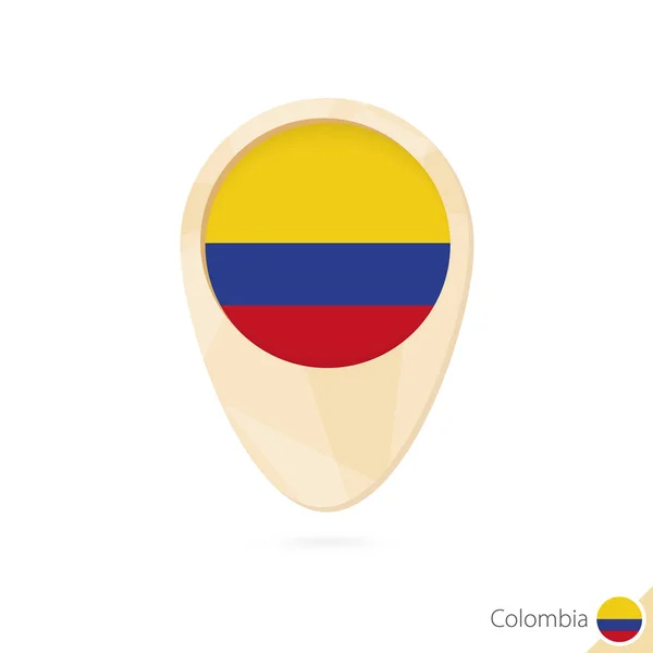 Kartpekaren med flagga av Colombia. Orange abstrakt Kartikon. — Stock vektor