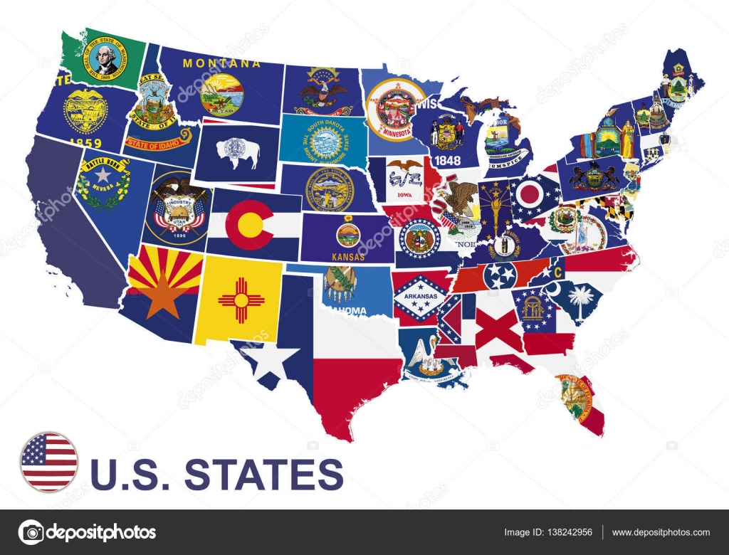 우리 국가의 깃발으로 지도 스톡 벡터 - ©boldg 138242956, image size:1024x780