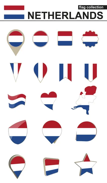 De collectie van de vlag van Nederland. Grote set voor ontwerp. — Stockvector