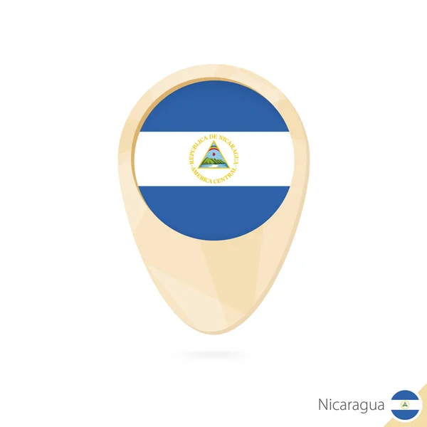Map pointer with flag of Nicaragua. Orange abstract map icon. — Stock Vector