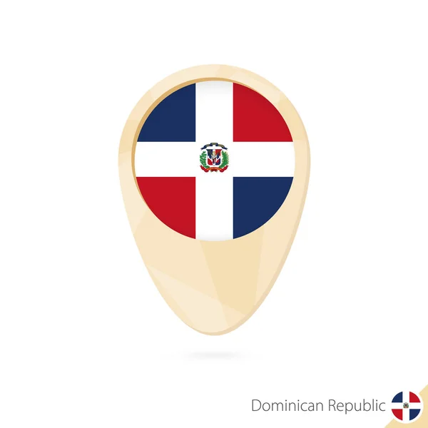 Puntero de mapa con bandera de República Dominicana. Mapa abstracto naranja — Archivo Imágenes Vectoriales