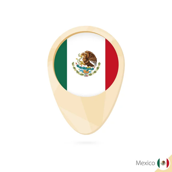 Puntero de mapa con bandera de México. Icono de mapa abstracto naranja . — Archivo Imágenes Vectoriales