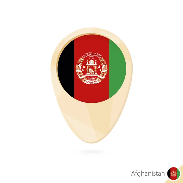Mappa puntatore con bandiera dell'Afghanistan. Mappa astratta arancione icona . — Vettoriale Stock