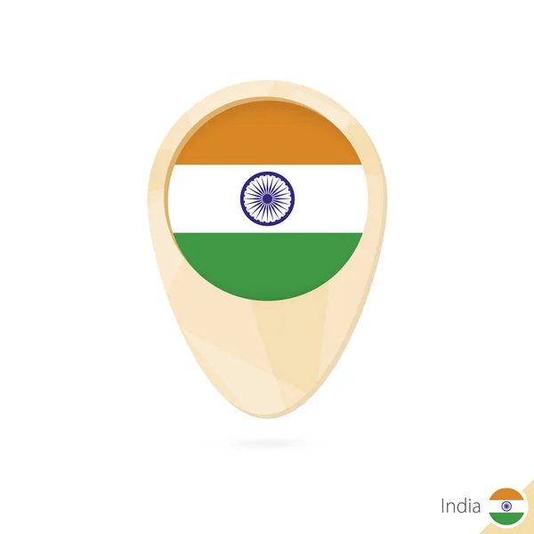 Pointeur de carte avec drapeau de l'Inde. Icône carte abstraite orange . — Image vectorielle