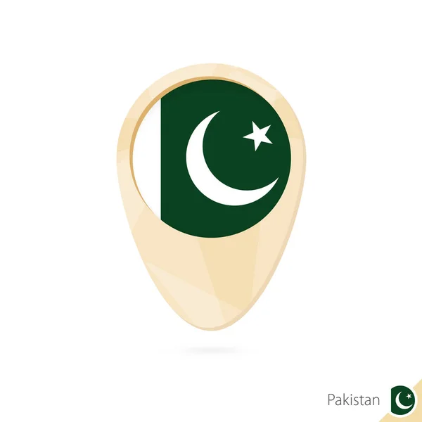 Harita göstergesi Pakistan bayrağı ile. Turuncu soyut harita simgesi. — Stok Vektör