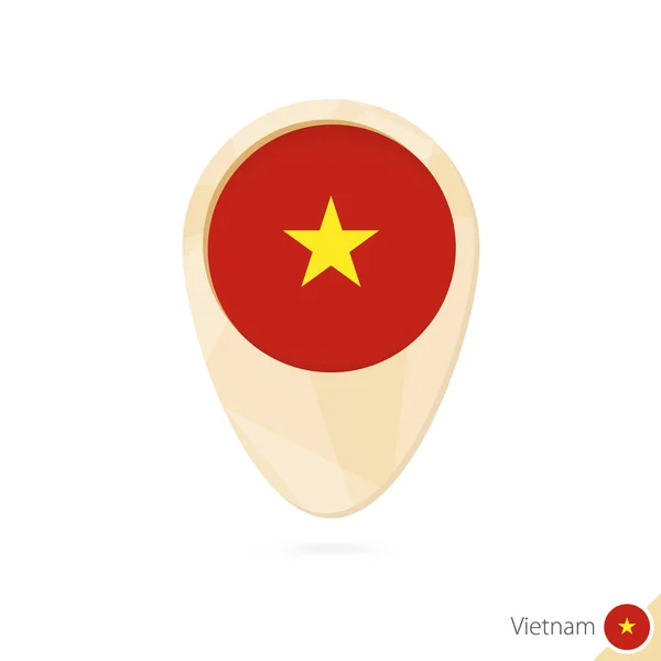 Kartpekaren med flagga av Vietnam. Orange abstrakt Kartikon. — Stock vektor