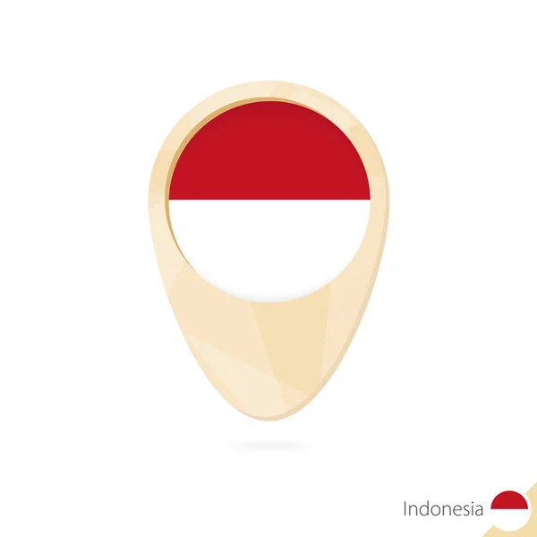 Mappa puntatore con bandiera dell'Indonesia. Mappa astratta arancione icona . — Vettoriale Stock