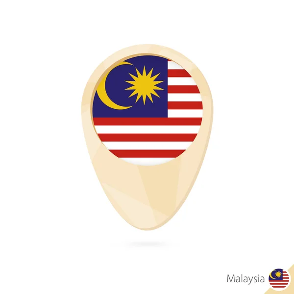 Map pointer with flag of Malaysia. Orange abstract map icon. — Stock Vector
