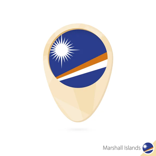 Χάρτης δείκτη με σημαία των Νήσων Μάρσαλ. Εικονίδιο πορτοκαλί αφηρημένη χάρτη. — Διανυσματικό Αρχείο
