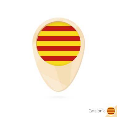 Harita göstergesi Catalonia bayrağı ile. Turuncu soyut harita simgesi.