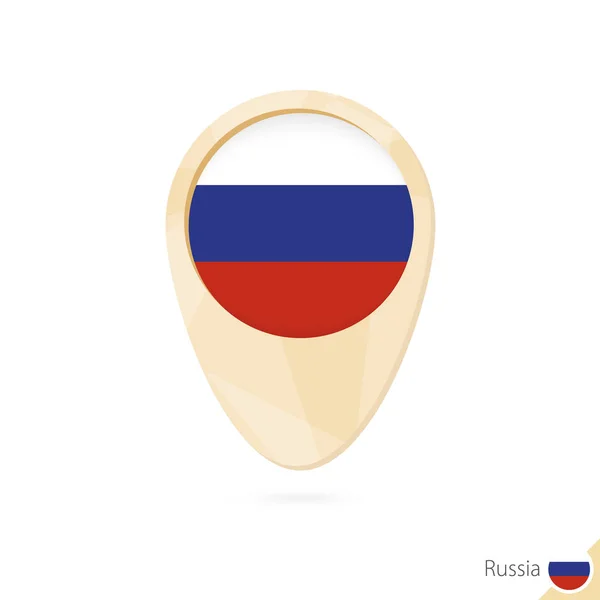 Puntero de mapa con bandera de Rusia. Icono de mapa abstracto naranja . — Archivo Imágenes Vectoriales