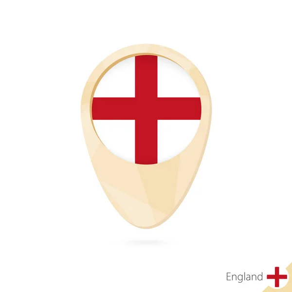 Pointeur de carte avec drapeau de l'Angleterre. Icône carte abstraite orange . — Image vectorielle