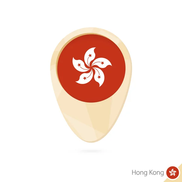 Pointeur de carte avec drapeau de Hong Kong. Icône carte abstraite orange . — Image vectorielle