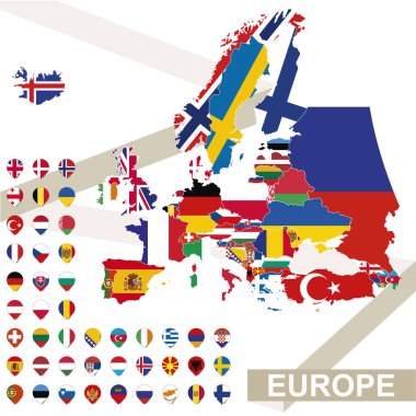 vektör harita Avrupa bayrağı ile